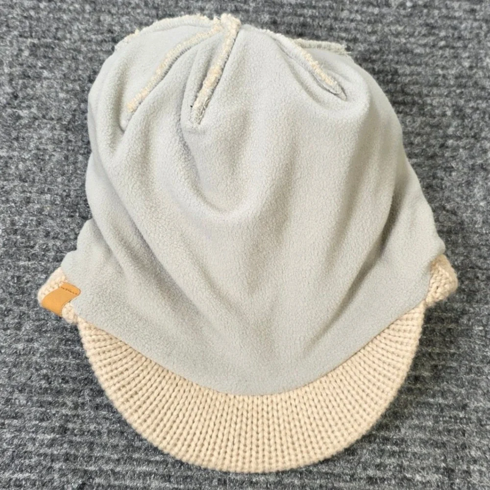 Adidas Cable Knit Visor Beanie Women's Tan Beige Fleece Lined Winter Hat Brimmed